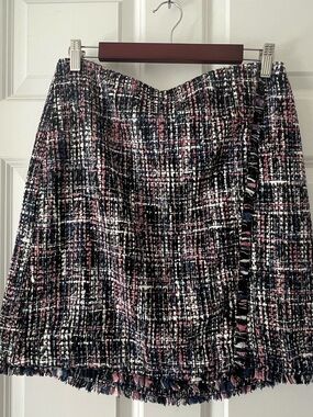 LOFT Tweed A-Line Mini Skirt in Black, Pink and White